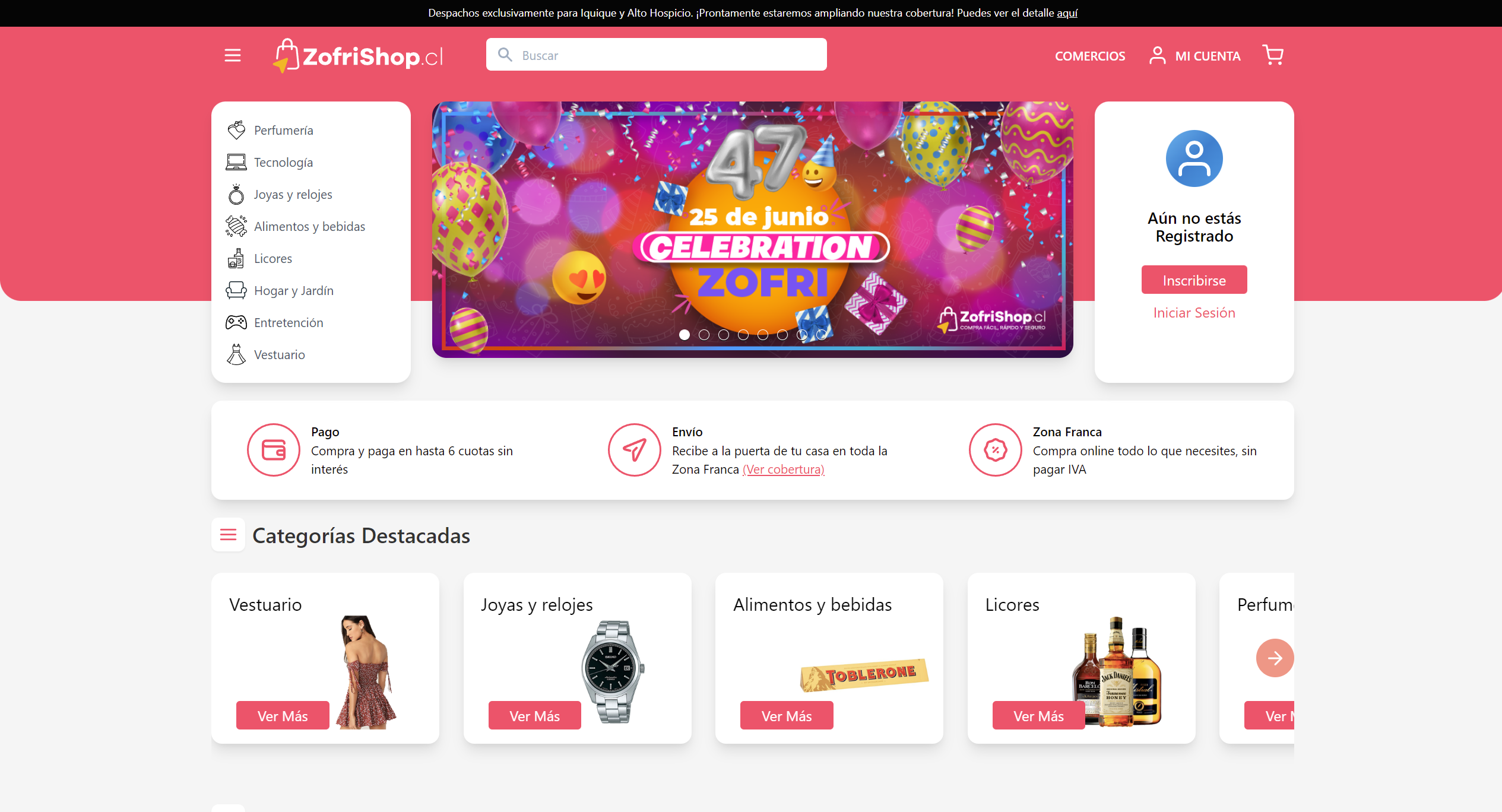 Zofrishop landing page